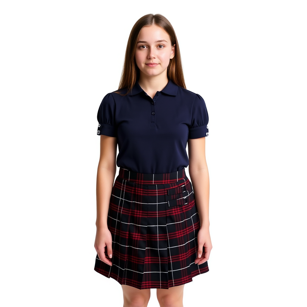 Girls Adjustable Waist Front Pleated Scooter Skirt With Built In Shorts