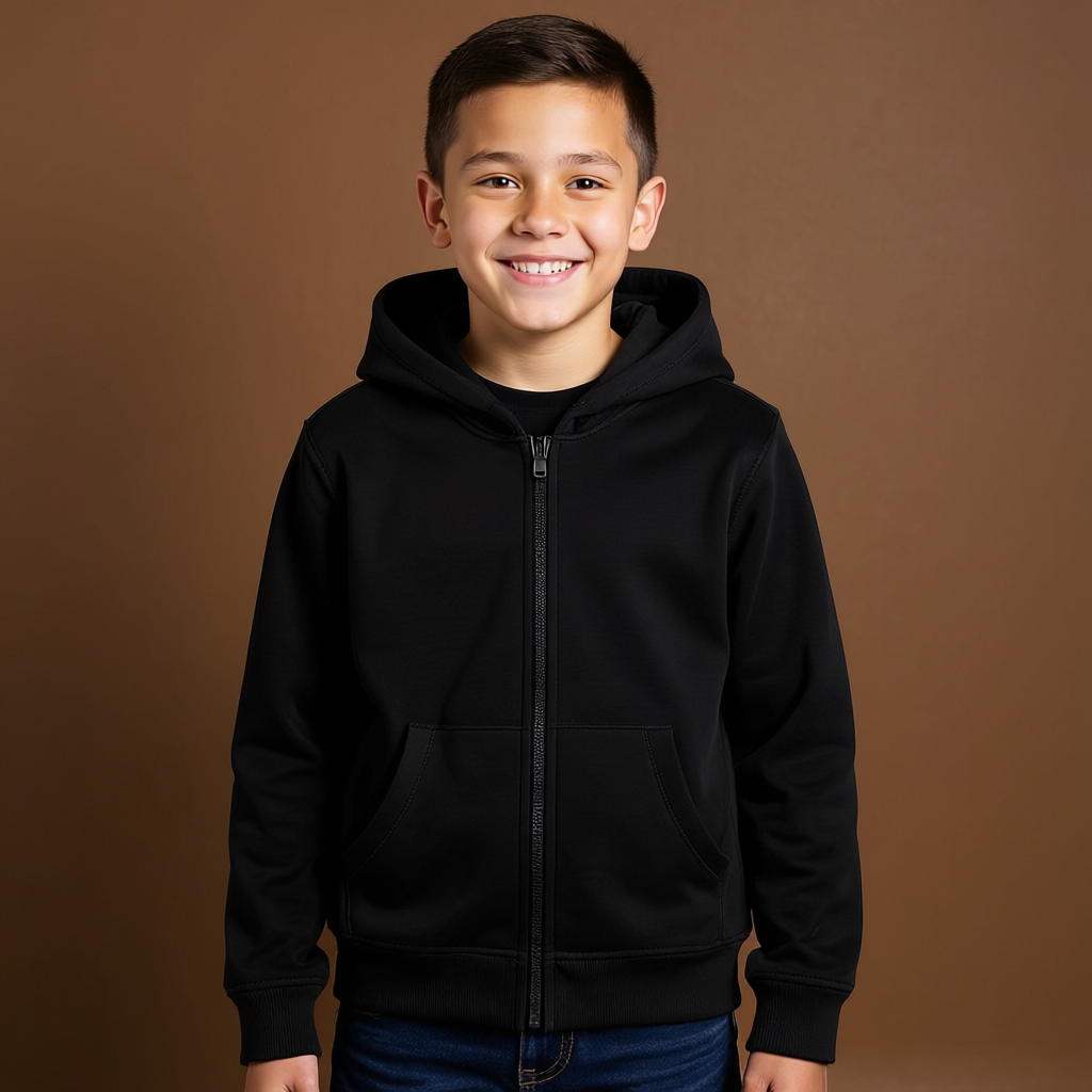 Kids Boys And Girls Soft Brushed Fleece Zip Up Hooded Sweatshirt