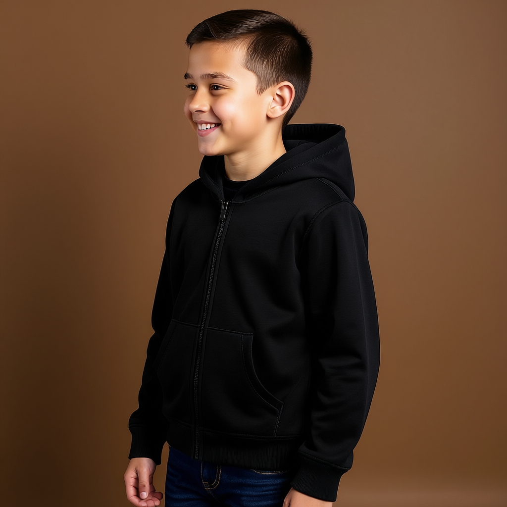 Kids Boys And Girls Soft Brushed Fleece Zip Up Hooded Sweatshirt