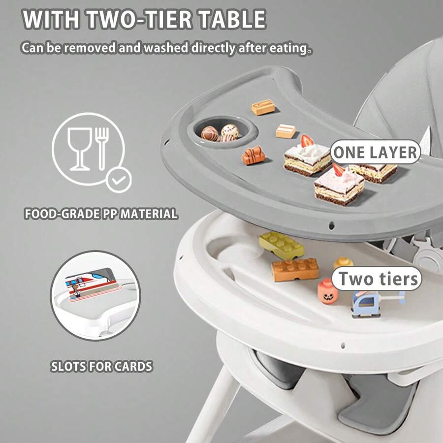 Kids 3 In 1 Baby High Chair Foldable Portable Convertible With Five Point Snap Button Gifts
