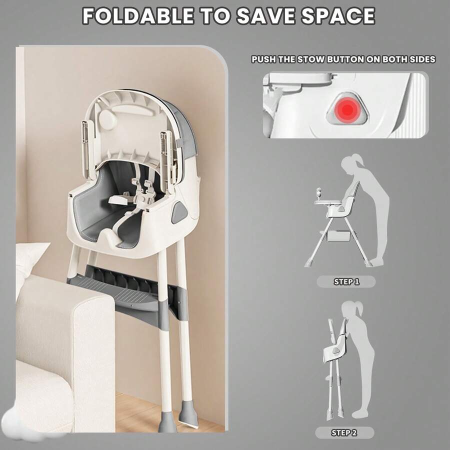 Kids 3 In 1 Baby High Chair Foldable Portable Convertible With Five Point Snap Button Gifts