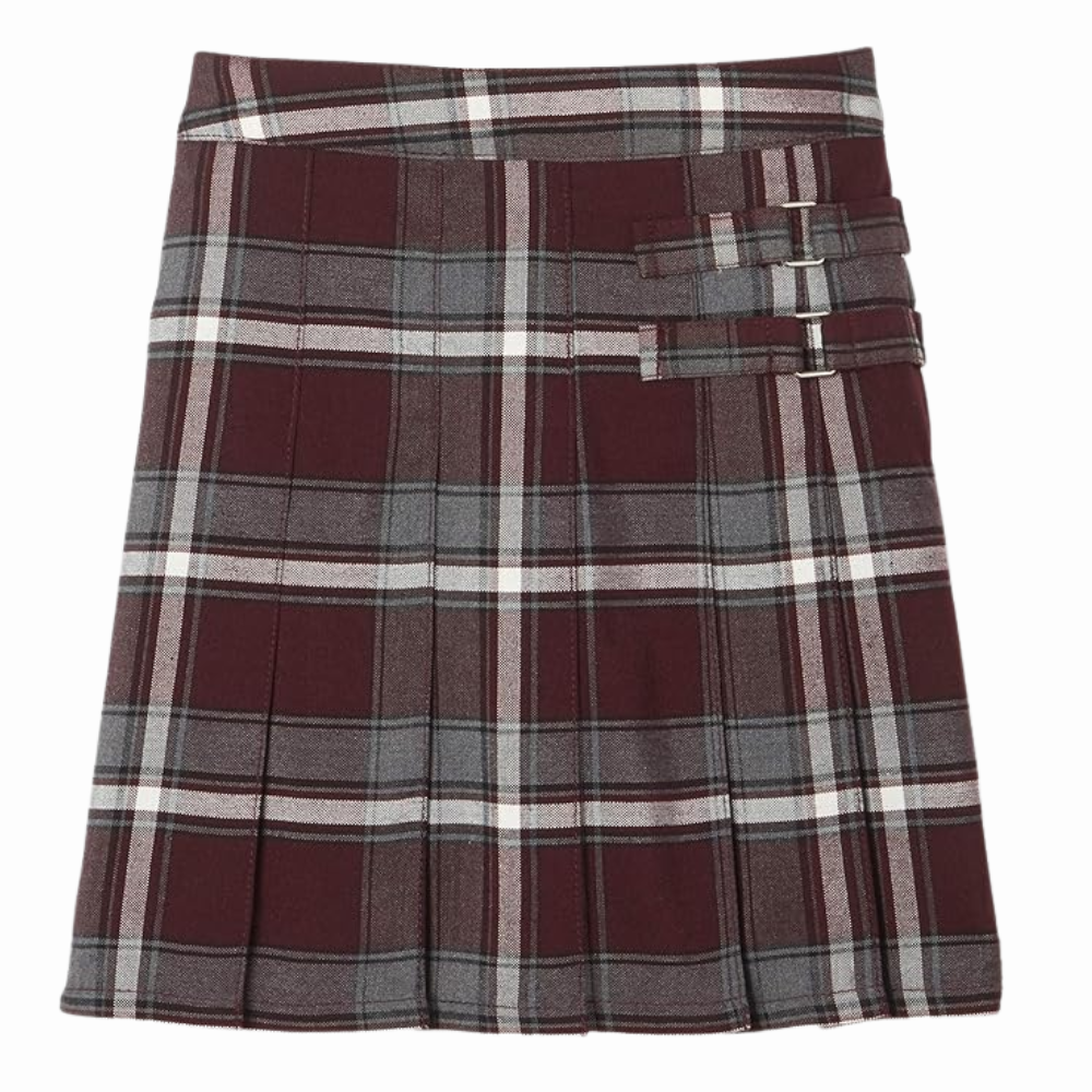 Girls Adjustable Waist Front Pleated Scooter Skirt With Built In Shorts