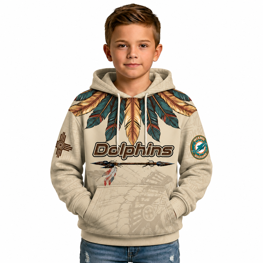 Miami Dolphins Themed Graphic Kids Hoodie