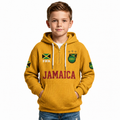 FIFA 2026 Jamaica Printed Waffle Quarter Zip Kids Football Fan Hoodie