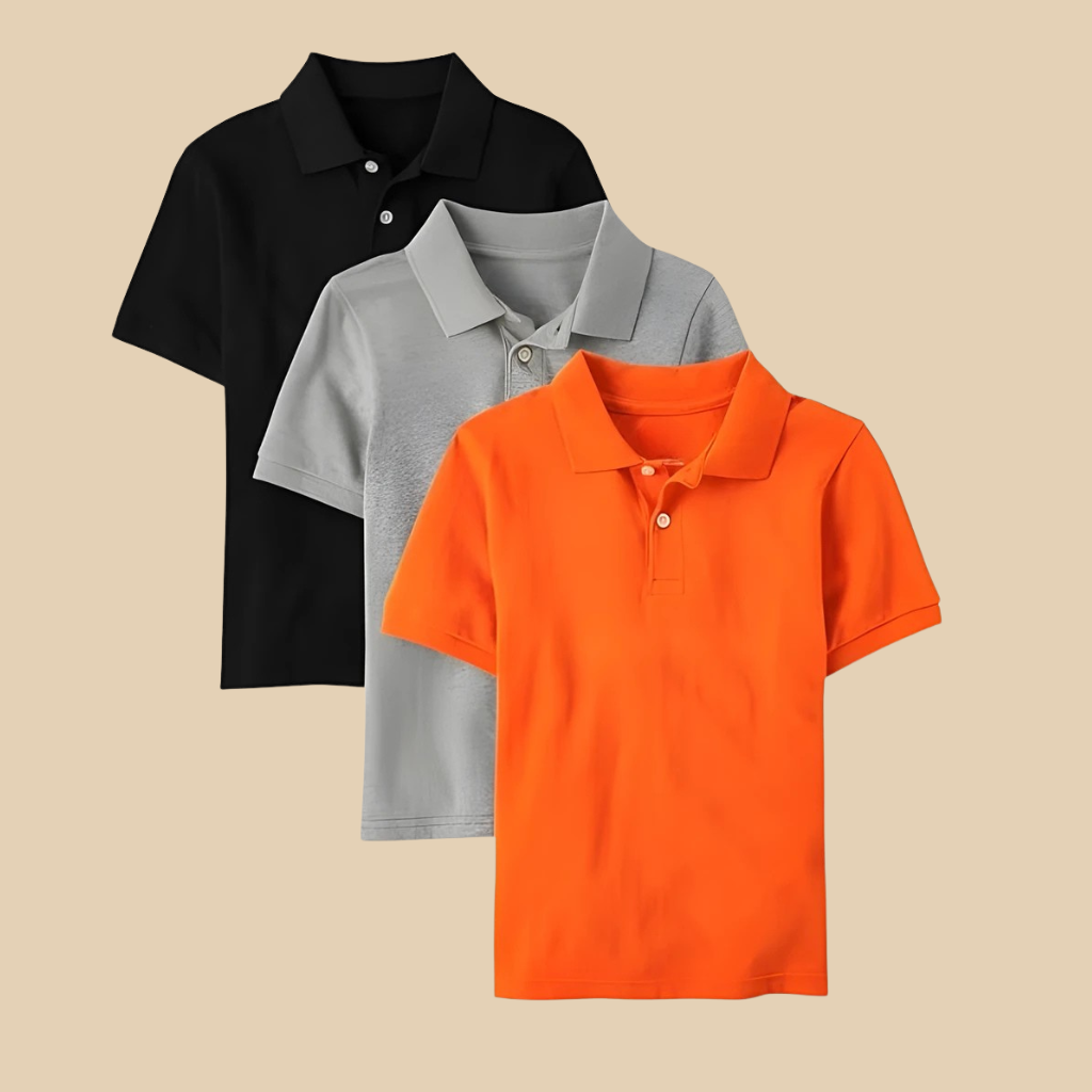 Pack Of 3 Boys Short Sleeve Pique Polo T Shirts