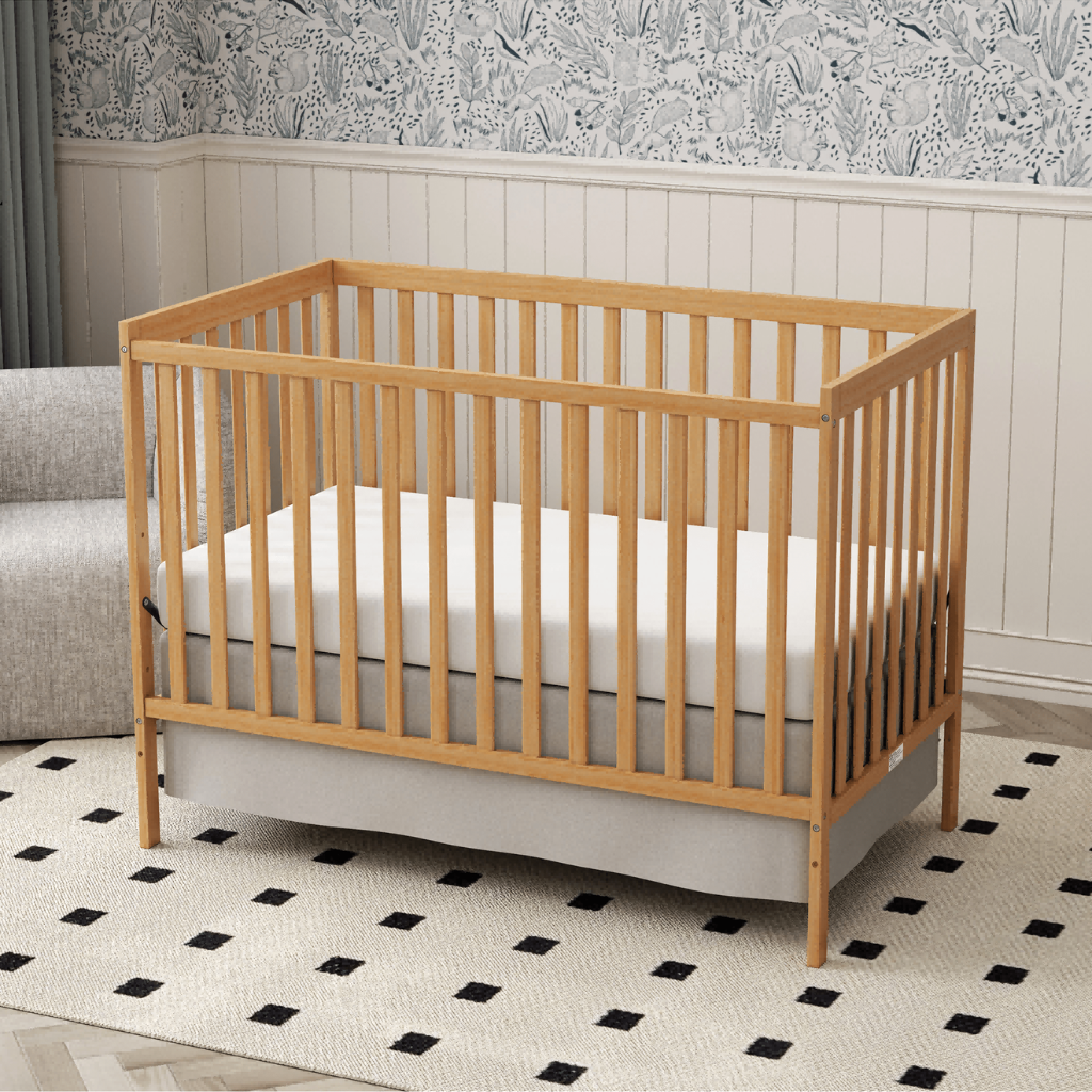 Babies 5 In 1 Convertible Crib Bed With Adjustable Mattress And Pinewood Frame
