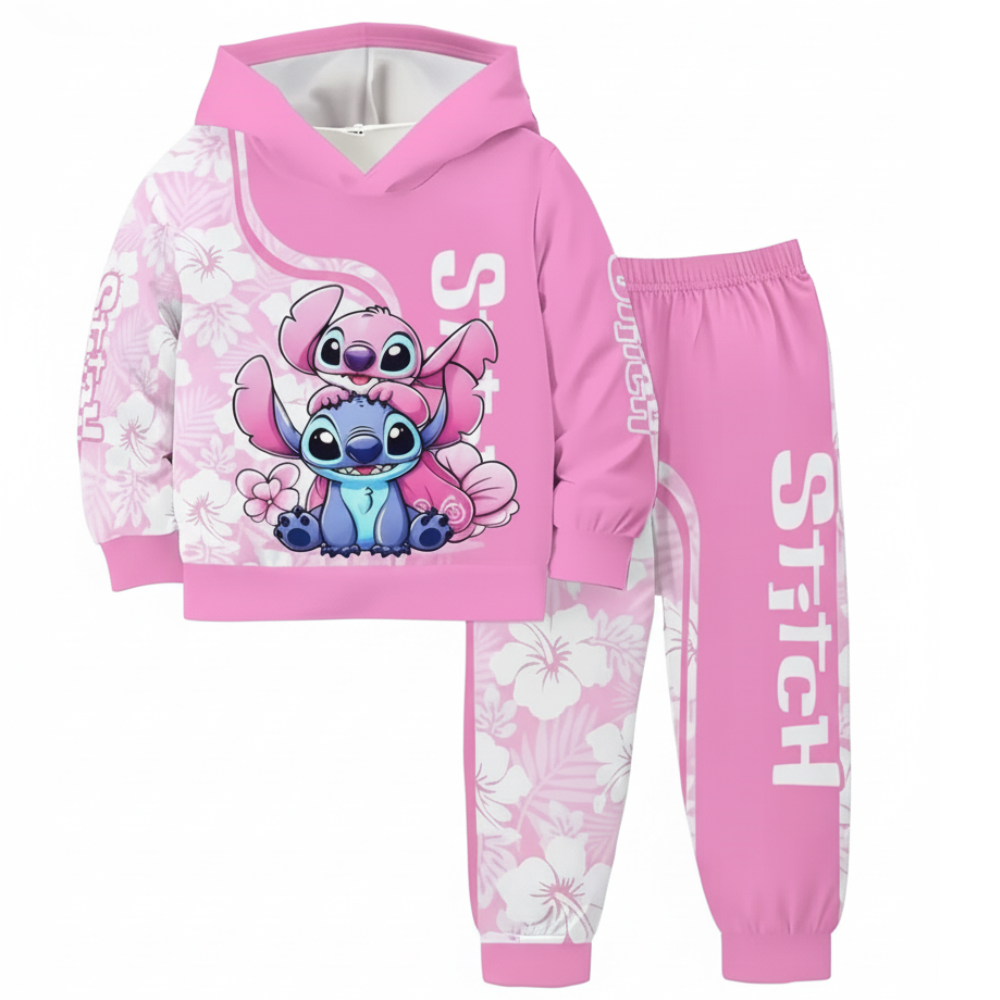 Girls Floral Print Hoodie And Sweatpants Set