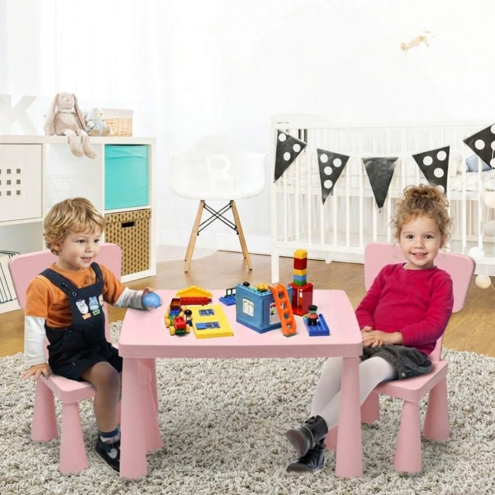 Table And Chair Set With 2 Seats For Kids Study And Dining