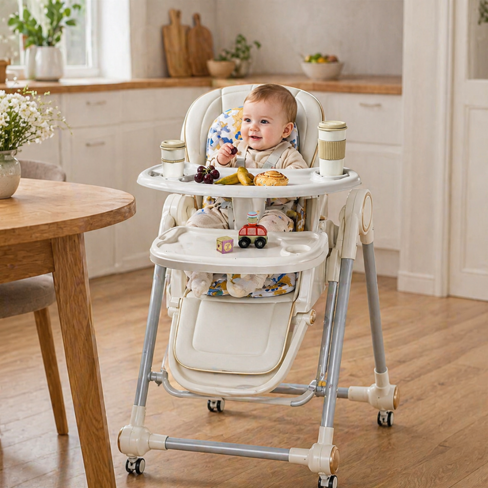 3 In 1 Baby High Chair With Adjustable Height And Reclining Seat
