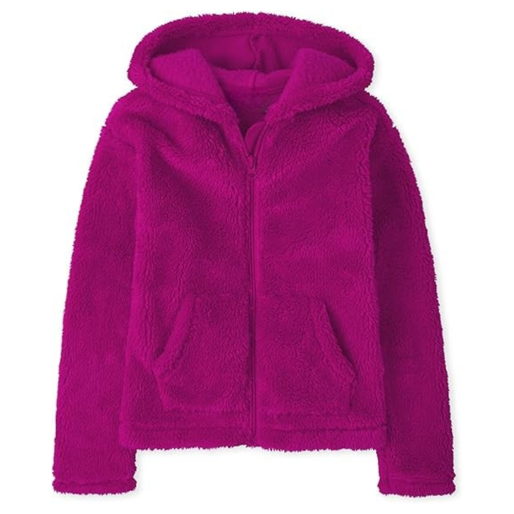 Girls Long Sleeve Sherpa Zip Up Hoodie