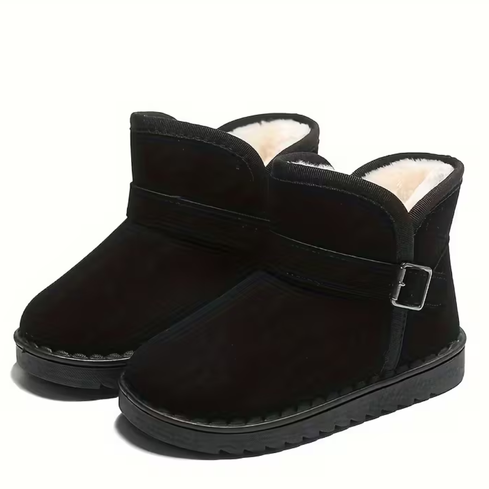 Girls Round Front Solid Fabric Winter Boots
