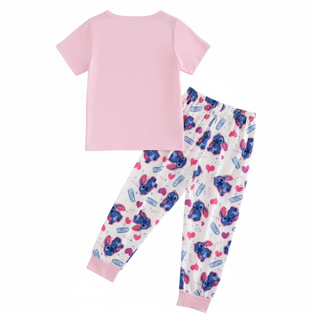 Cartoon Stitch Print Kids Pajama Set