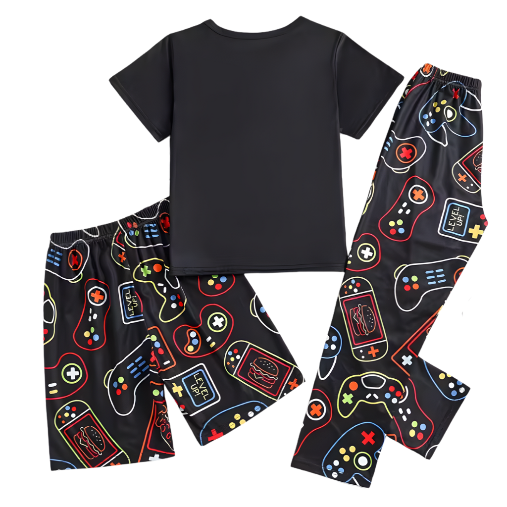 Boys Game Console Print Short Sleeve Pajama Set