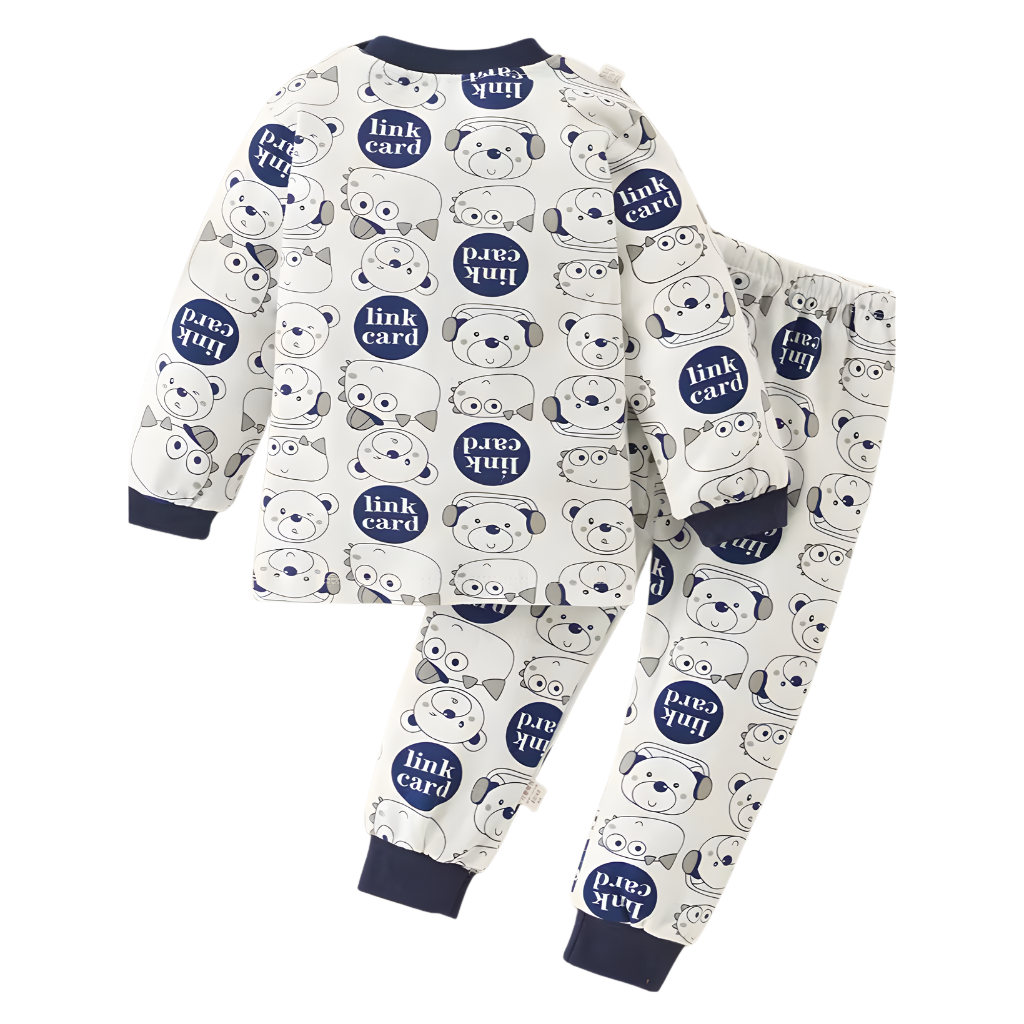 Kids Cartoon Dog Printed Pajama Set With Headphones Design