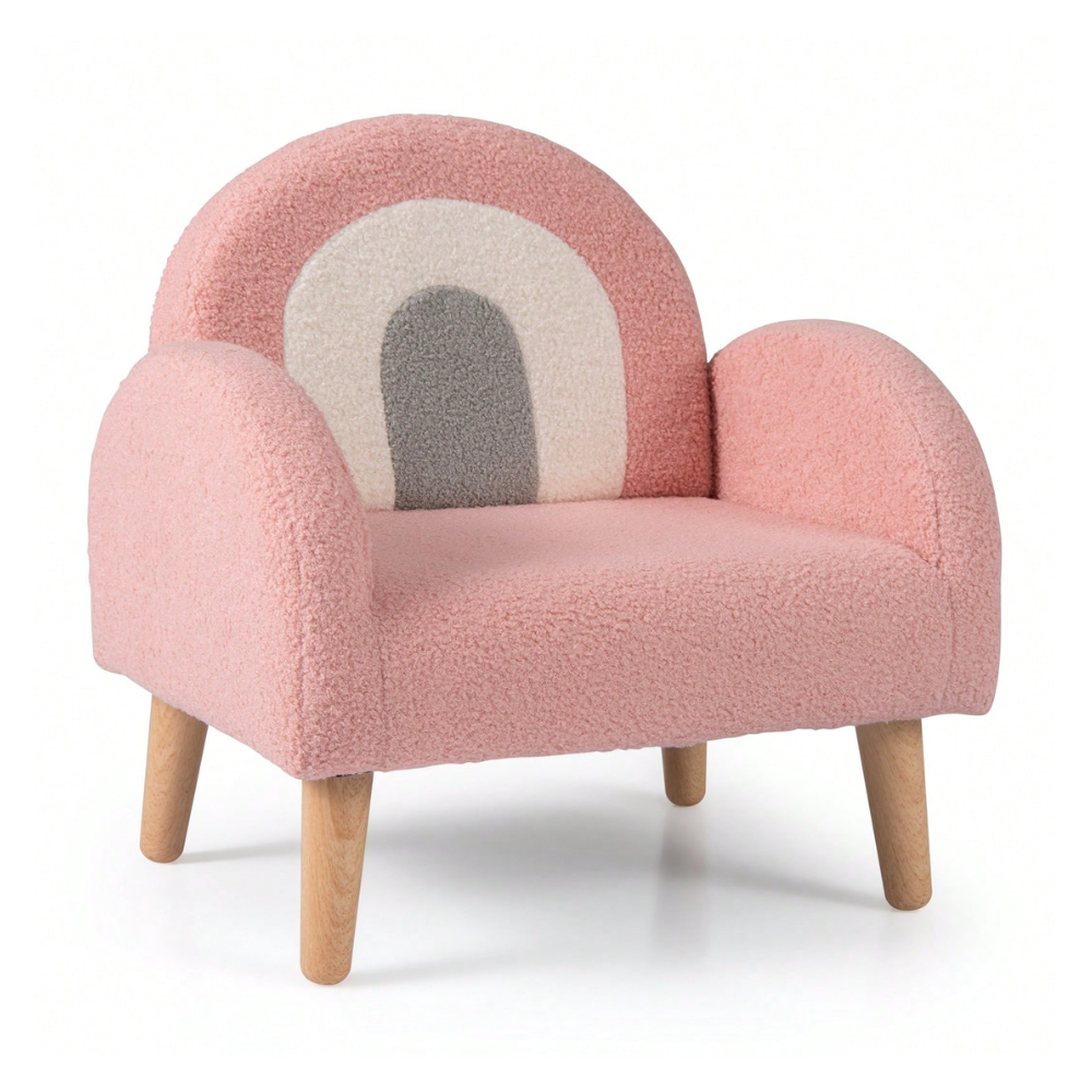 Plush Kids Couch With Comfy Backrest And Armrests Upholstered Floor Sofa
