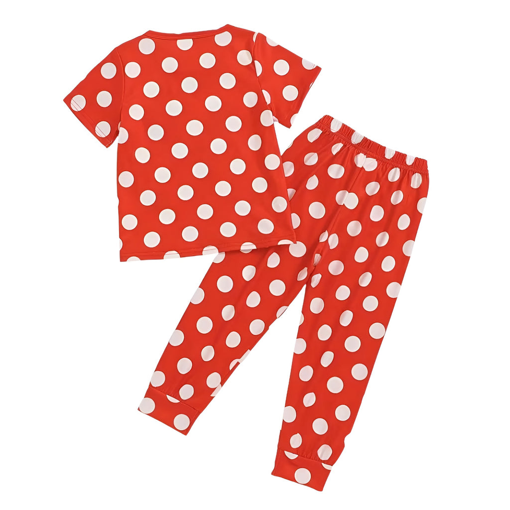 Minnie Cartoon Polka Dot Kids Pajama Set