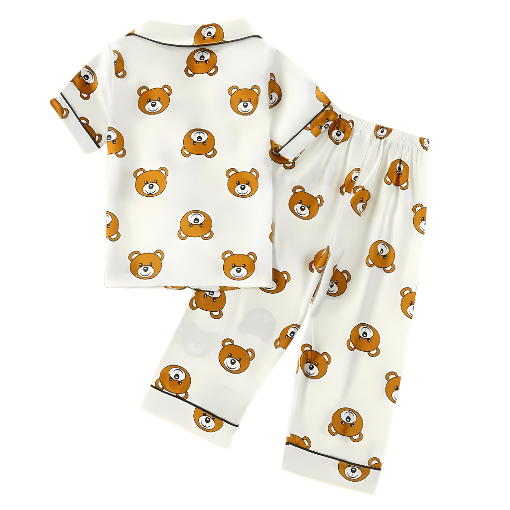 Boys Cartoon Bear Print Casual Pajama Set