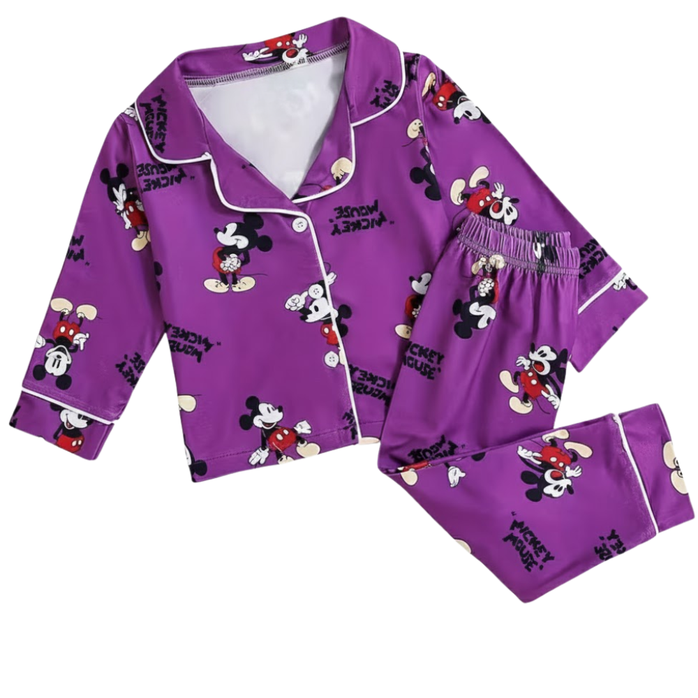 Character Mickey Mouse Print Button Pajama Set