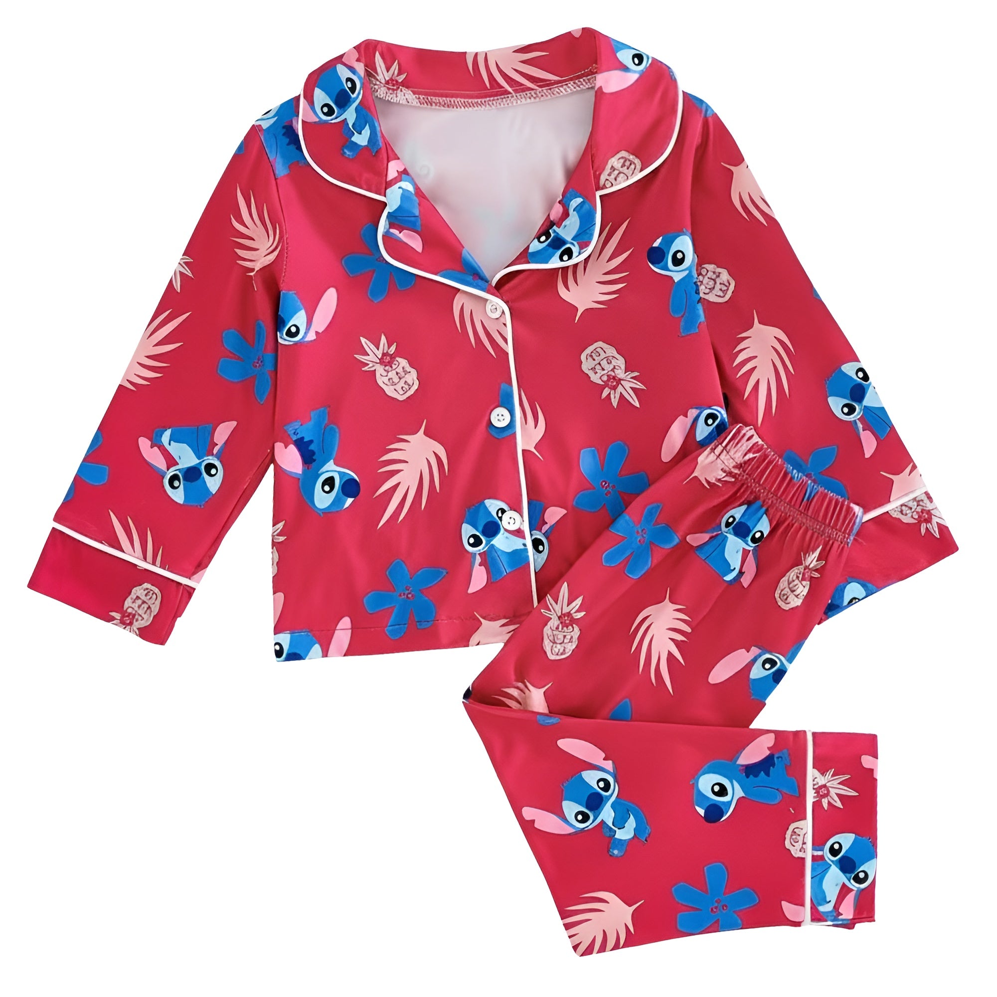 Stitch and Floral Print Pajama Set