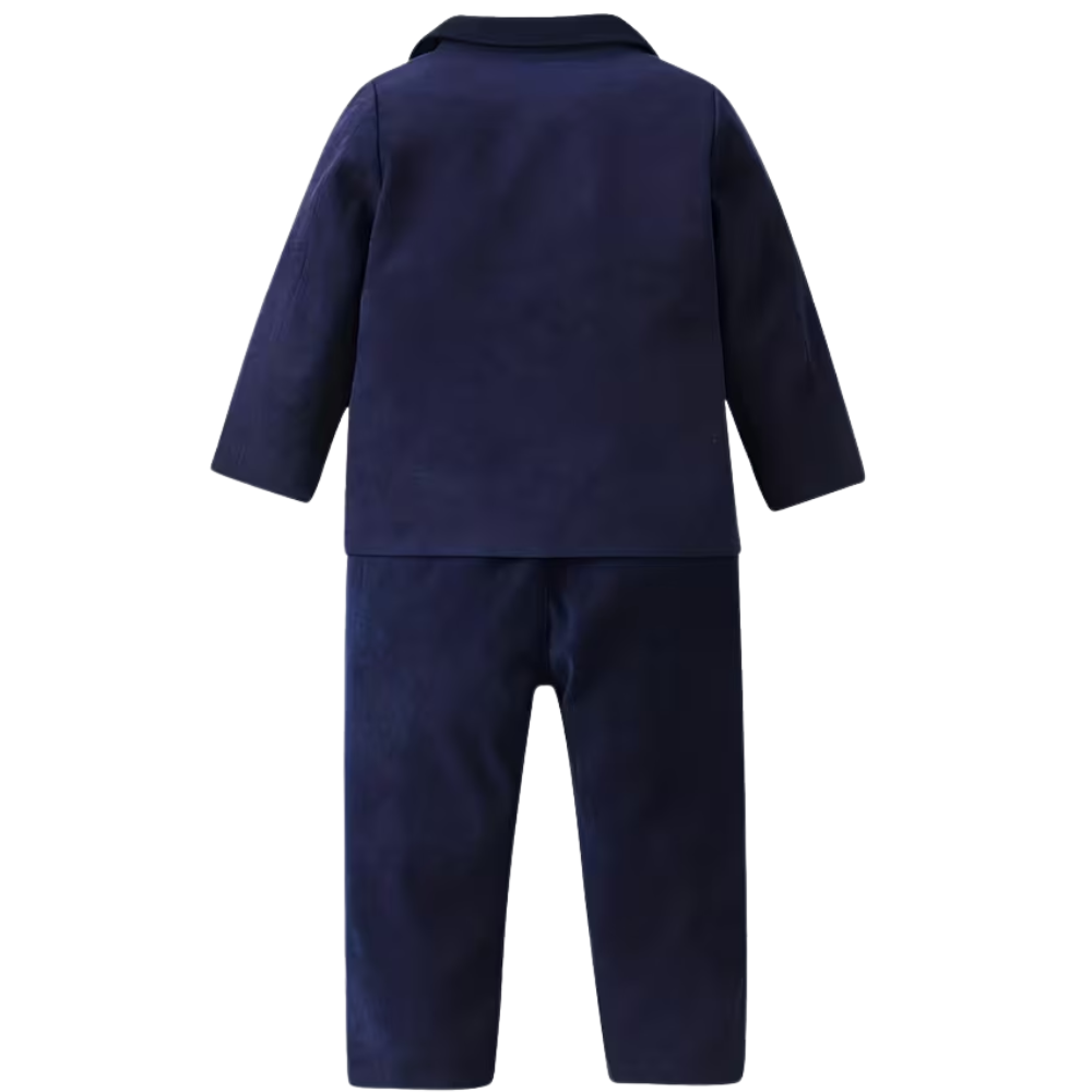 Boys Three Piece Gentleman Suit With Printed Shirt Pants And Blazer