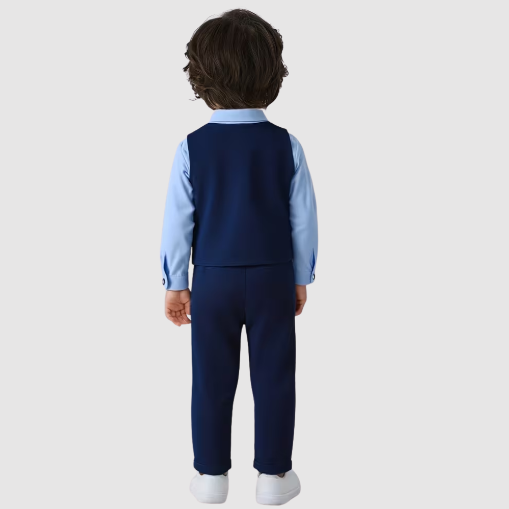 Three Piece Gentleman Outfit For Boys With Shirt Long Pants And Vest