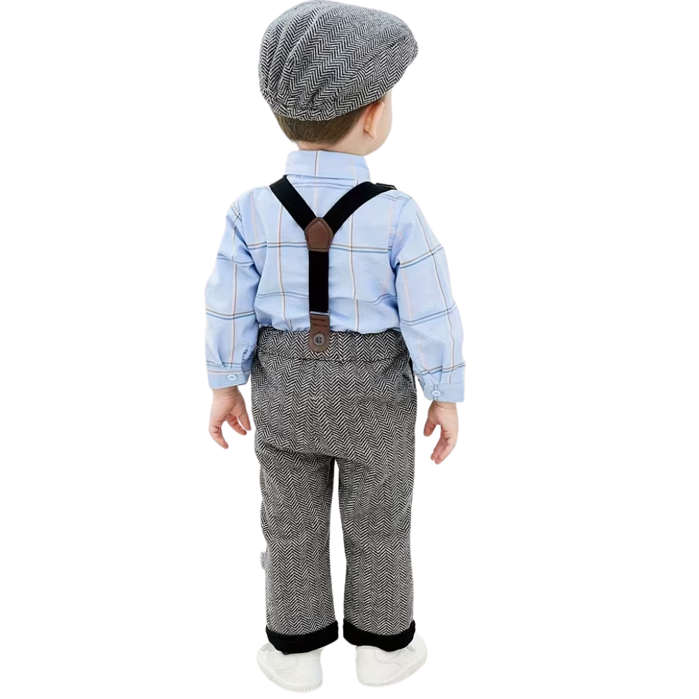 Boys Formal Two Piece Set With Suspender Hat And Bow Tie