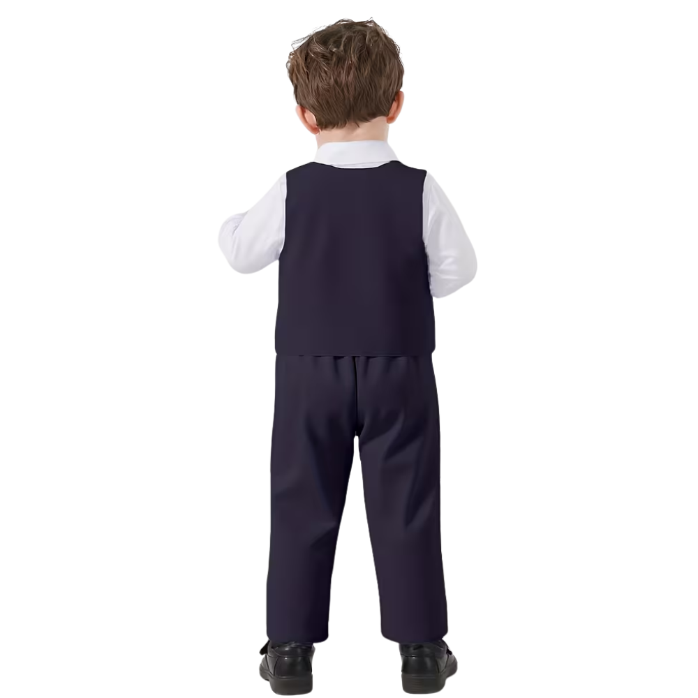 Boys 3 Piece Shirt Vest And Pants Set With Bow Tie