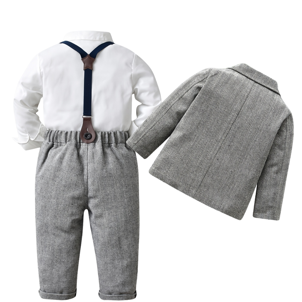 Boys 3 Piece Long Sleeve Shirt Blazer And Pant Set