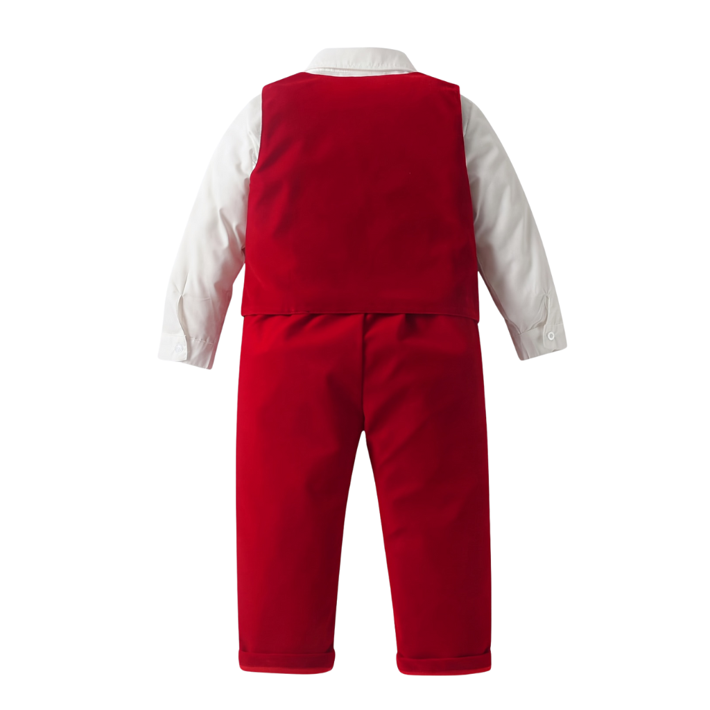Baby Boys 4 Piece Of Long Sleeve Shirt Vest And Pants Outfit Suit Set With Hat