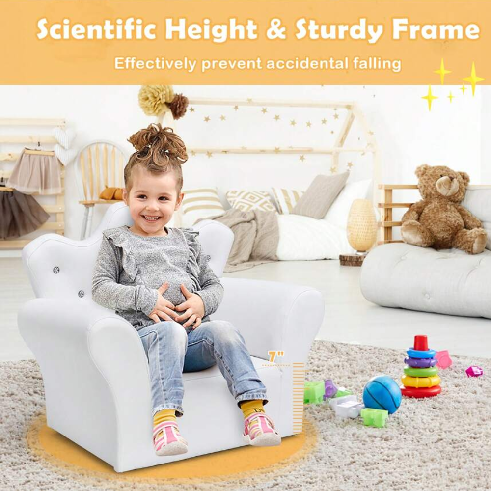 Kids Princess Armchair Sofa With Ottoman Seat