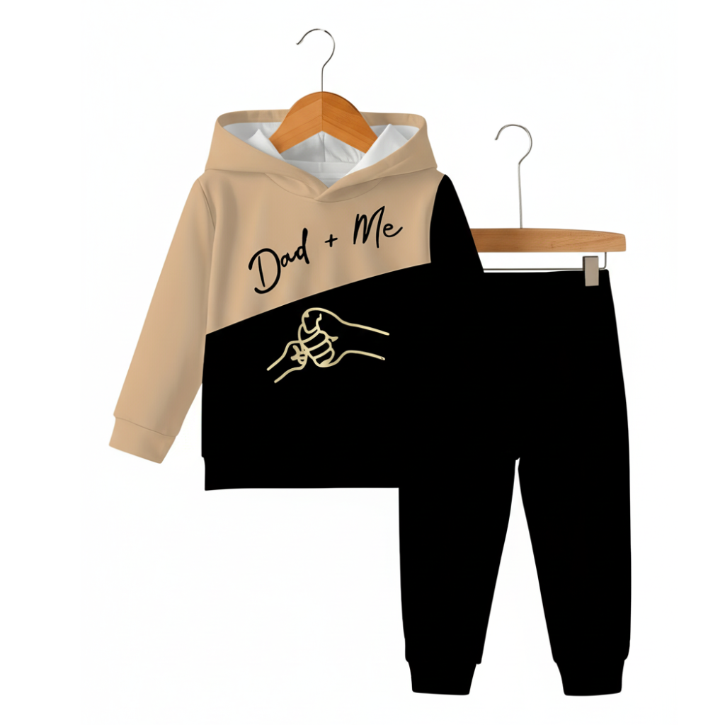 Boys Hooded Sweatshirt And Trousers Set With Letter Printed