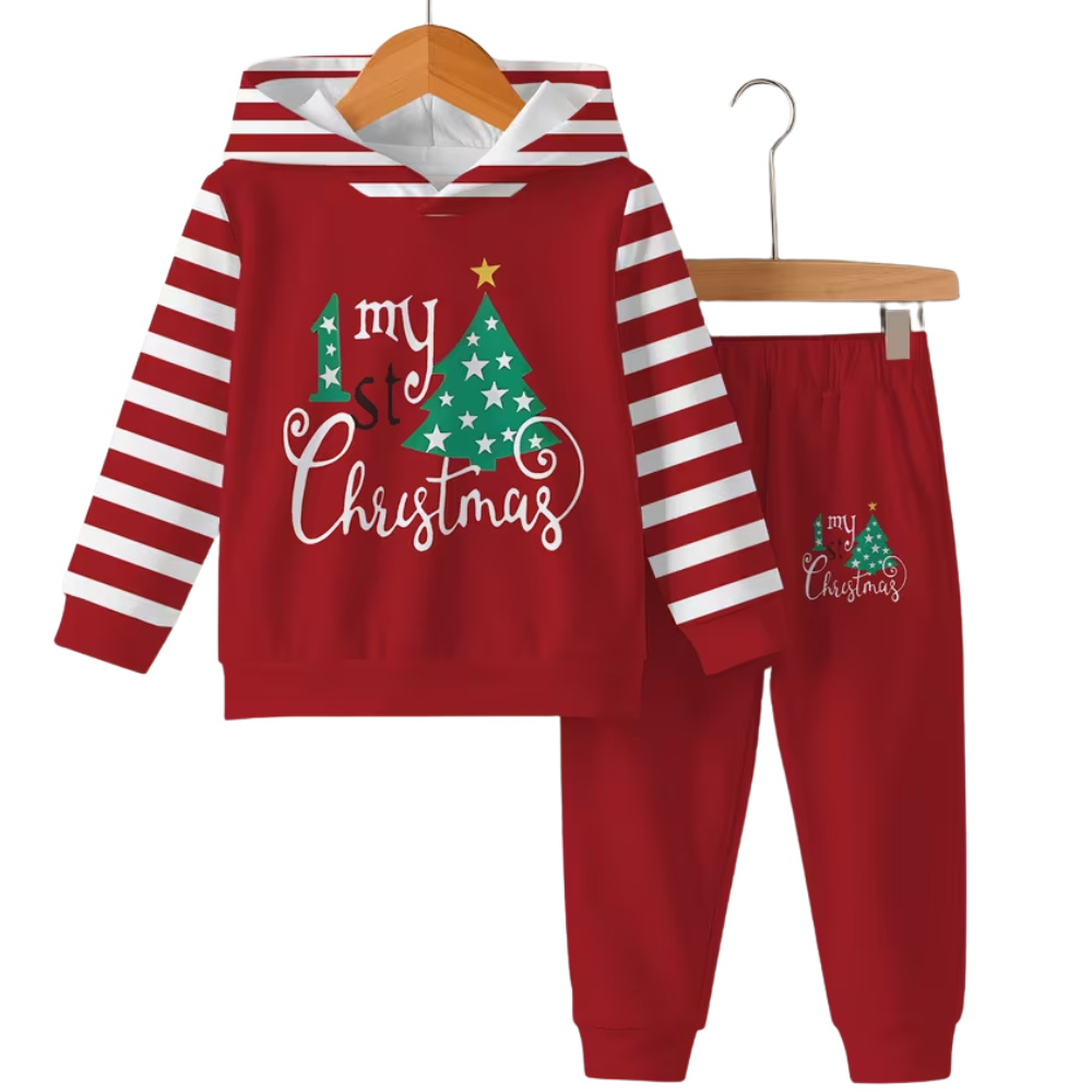 Christmas Tree Printed Top And Pants Outfit Set
