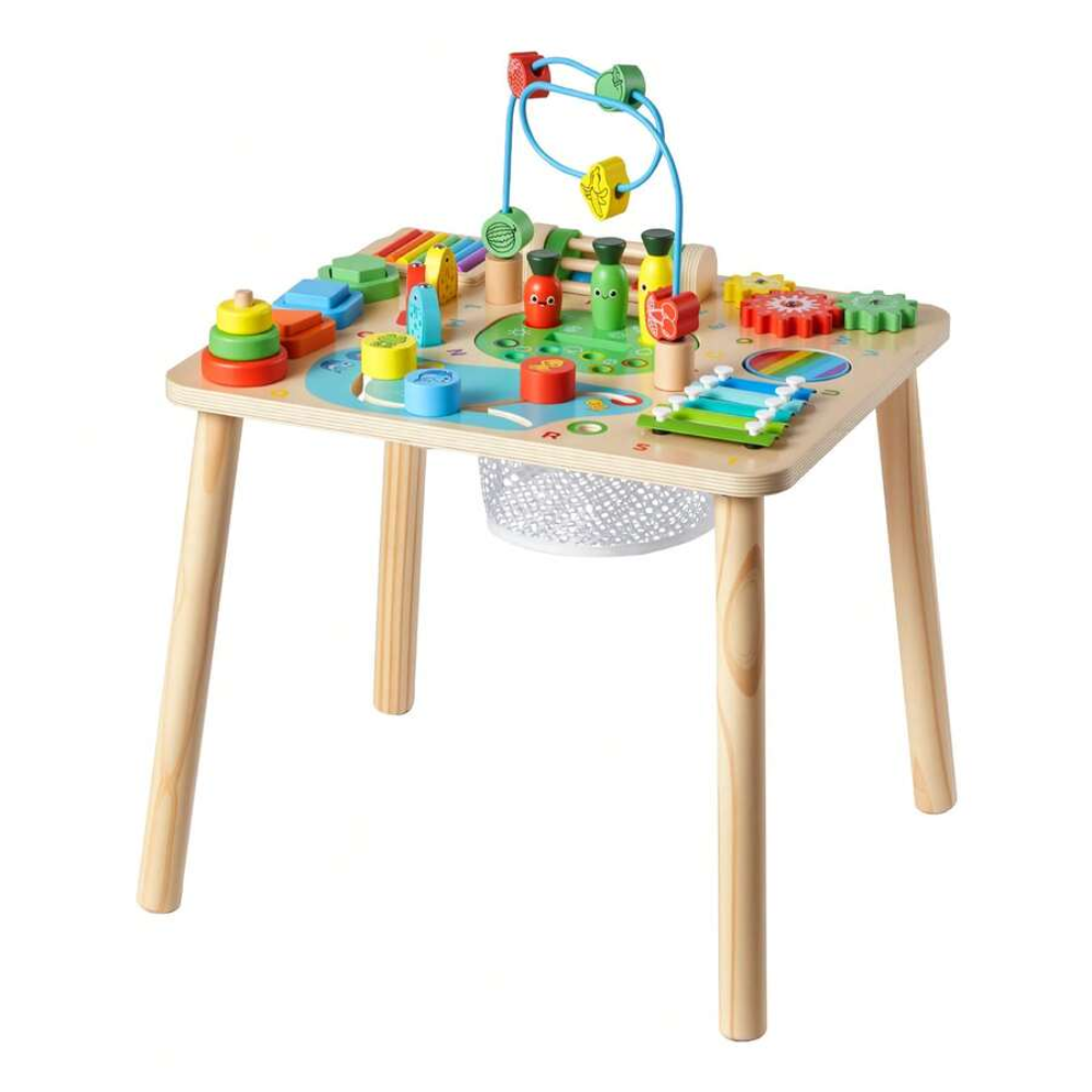 Kids Montessori Activity Table With Interactive Learning Toys