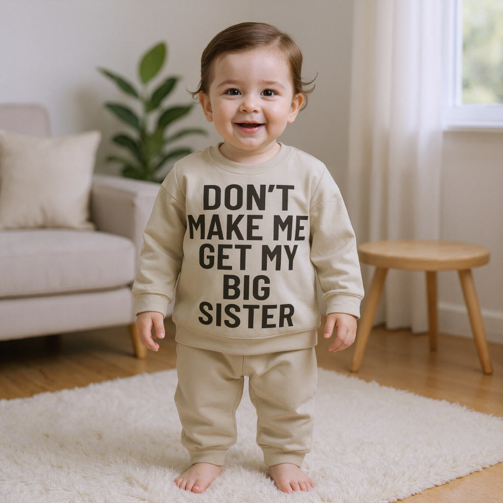 Dont Make Me Get My Big Sister Printed Baby 2 Piece Set