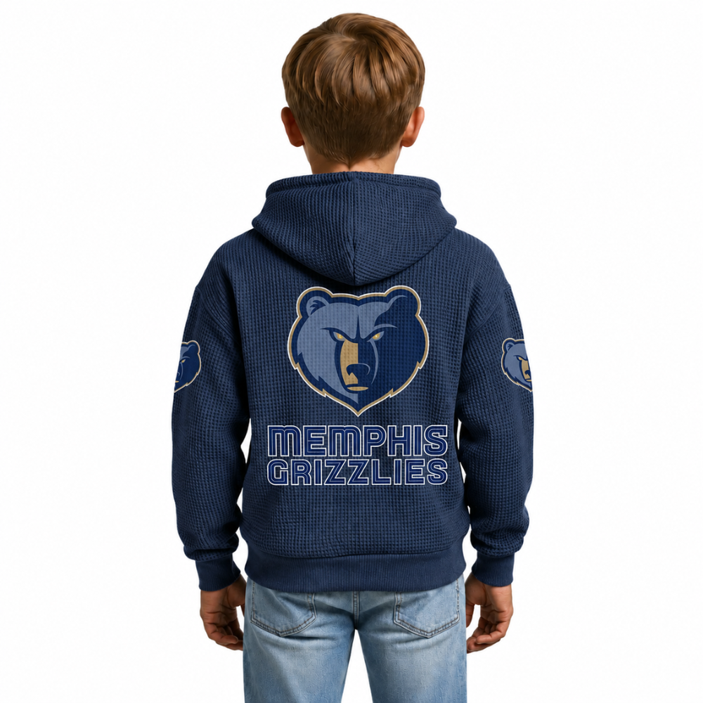 Memphis Grizzlies EST 1995 Kids Baseball Fan Printed Waffle Quarter Zip Hoodie