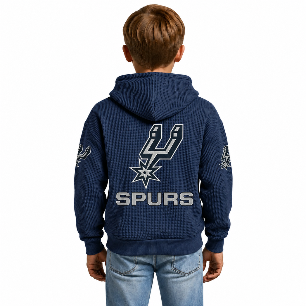 San Antonio Spurs EST 1967 Kids Baseball Fan Printed Waffle Quarter Zip Hoodie