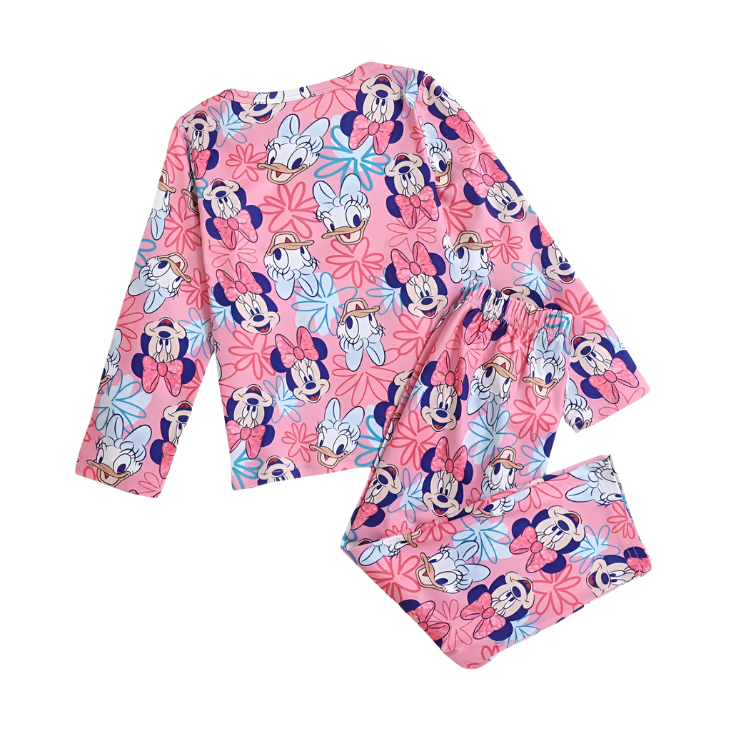 Kids Minnie And Daisy Printed Pajama Set With Floral Design