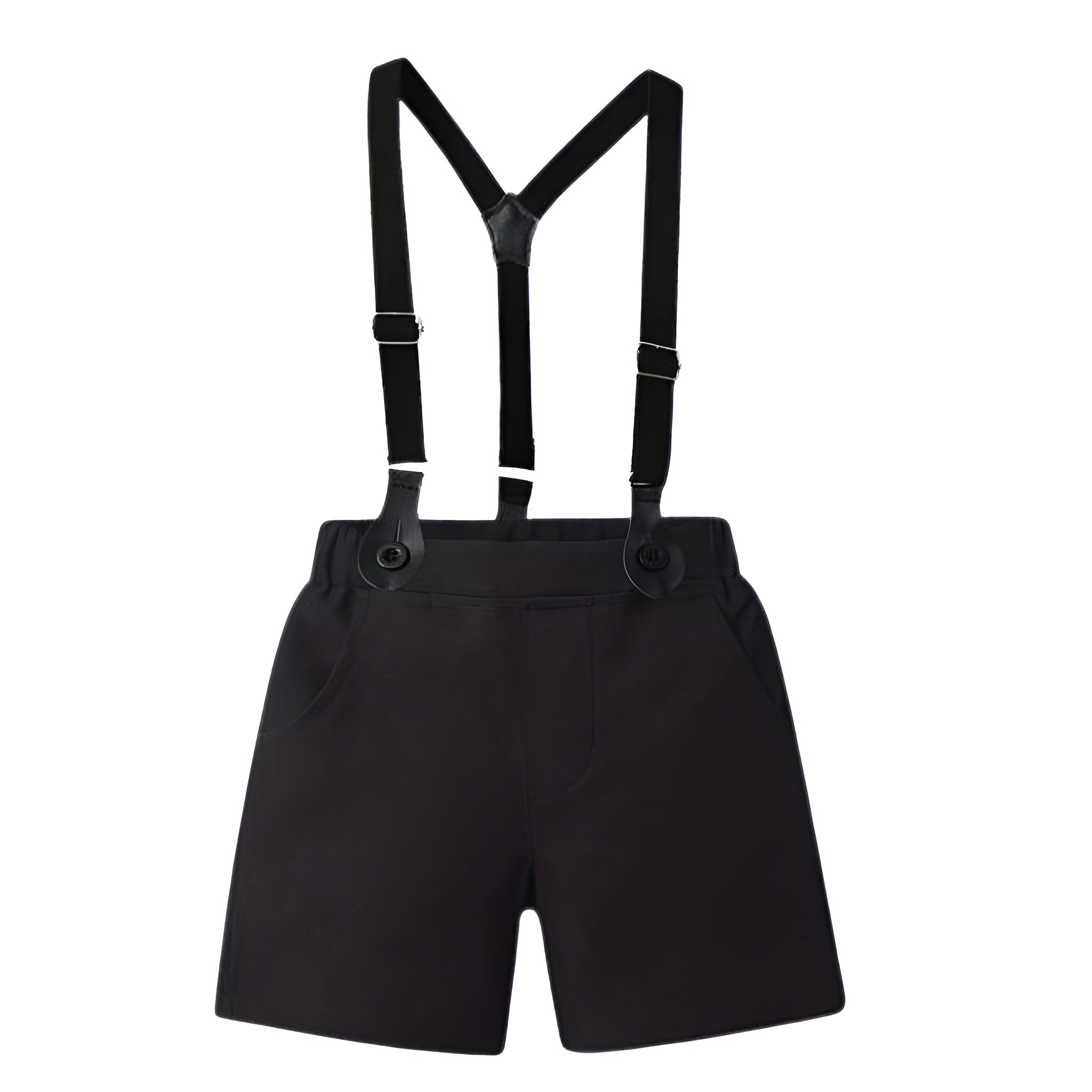 Boys 2 Piece Of Short Sleeve Shirt And Suspender Shorts Set