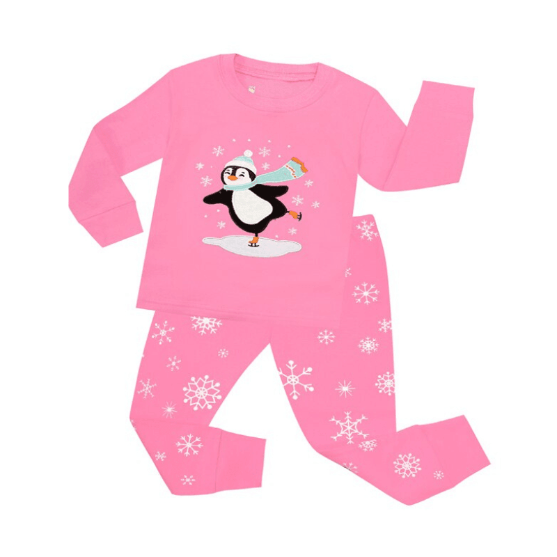 Two Piece Full Sleeve Pajama Set For Kids With Penguin Print