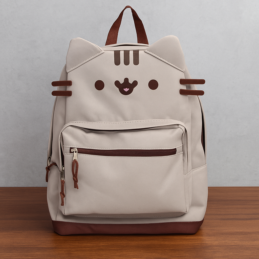 Cat Face Backpack With Front Zipper Pocket
