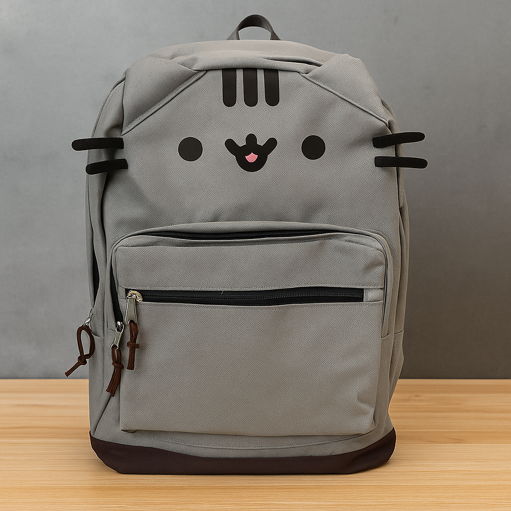 Cat Face Backpack With Front Zipper Pocket