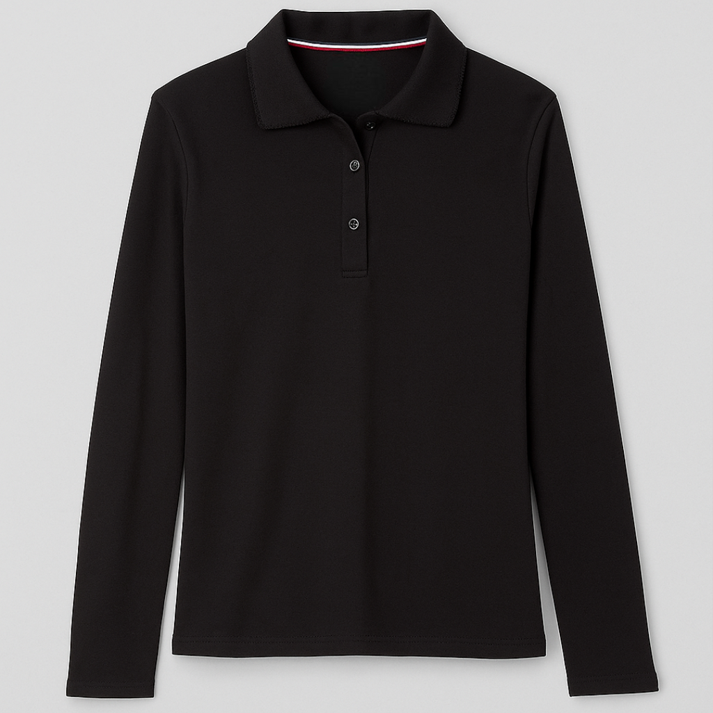 Girls Uniform Long Sleeve Picot Collar Polo