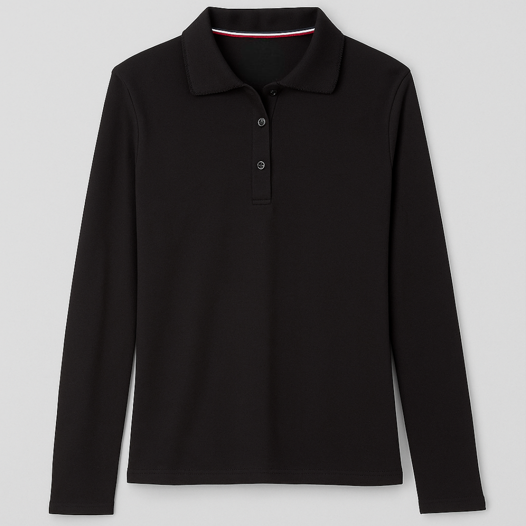 Girls Uniform Long Sleeve Picot Collar Polo