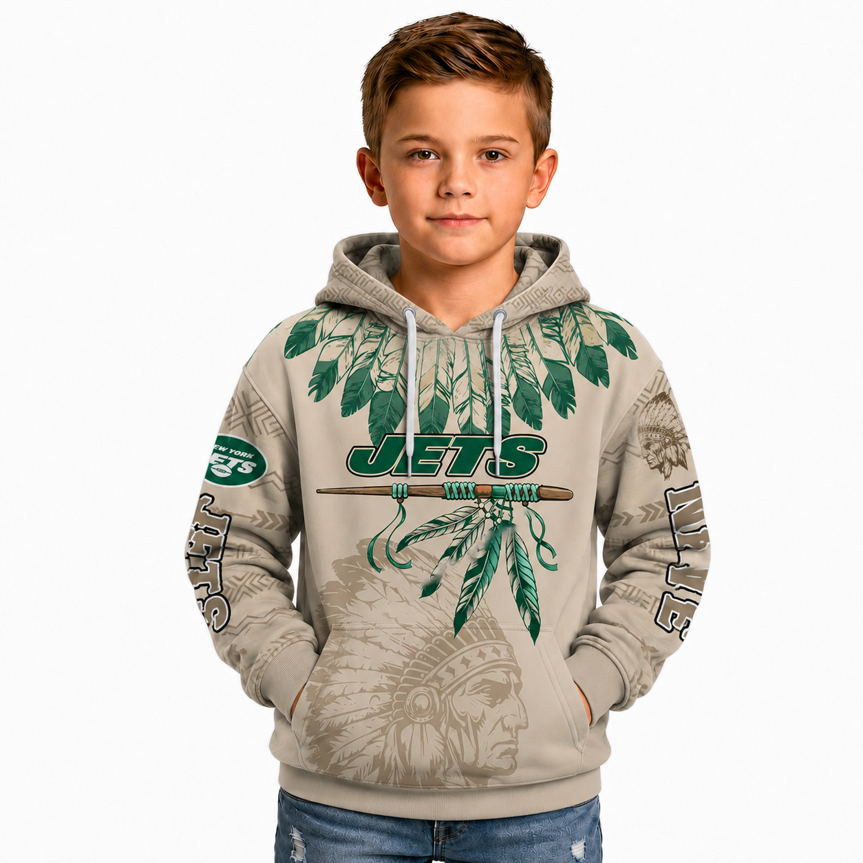 Jets Graphic Kids Full Zipper Hoodie