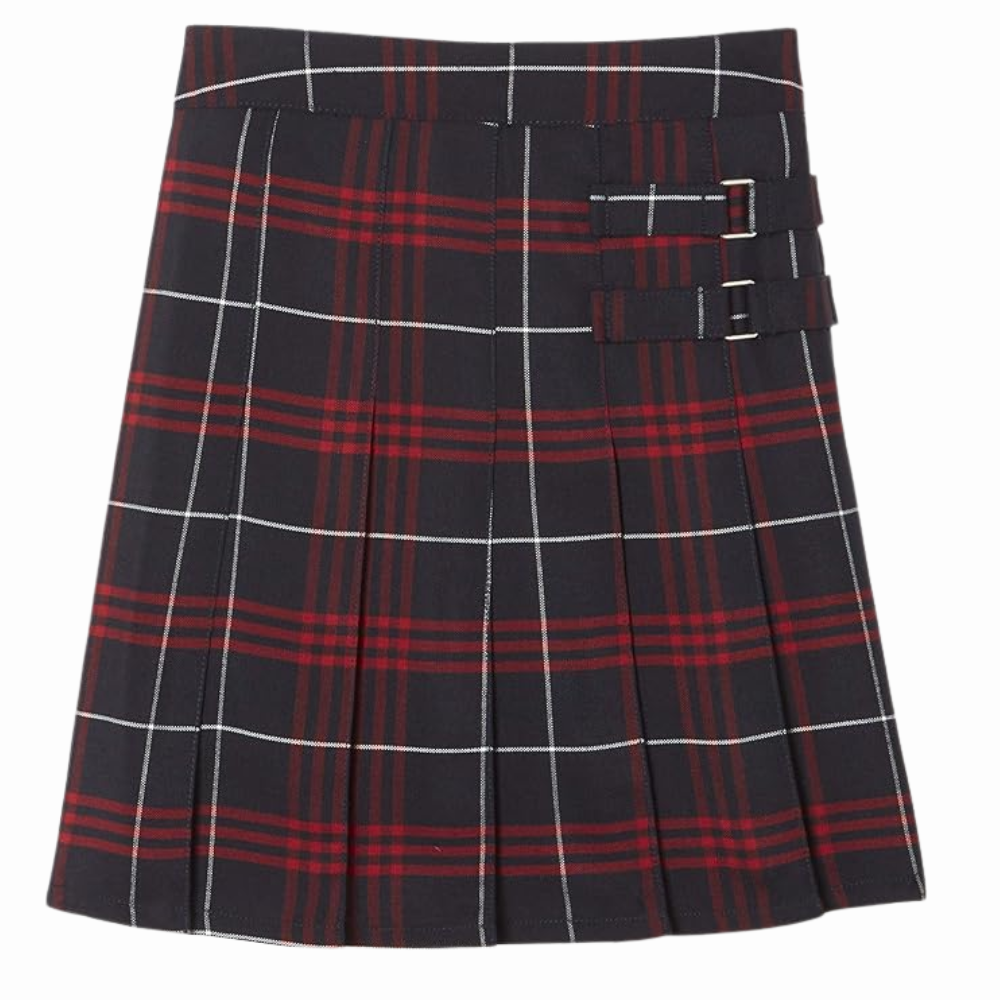 Girls Adjustable Waist Front Pleated Scooter Skirt With Built In Shorts