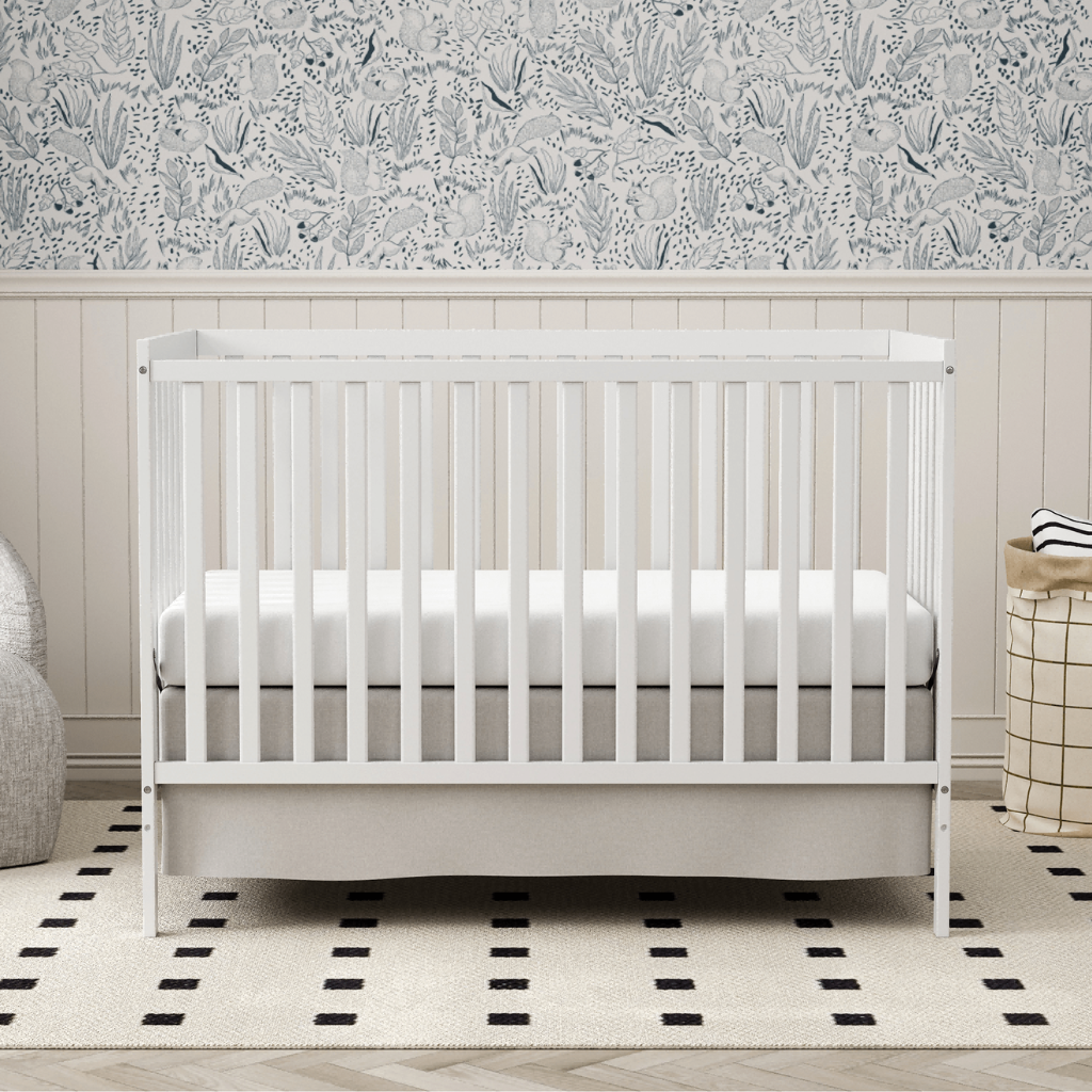 Babies 5 In 1 Convertible Crib Bed With Adjustable Mattress And Pinewood Frame
