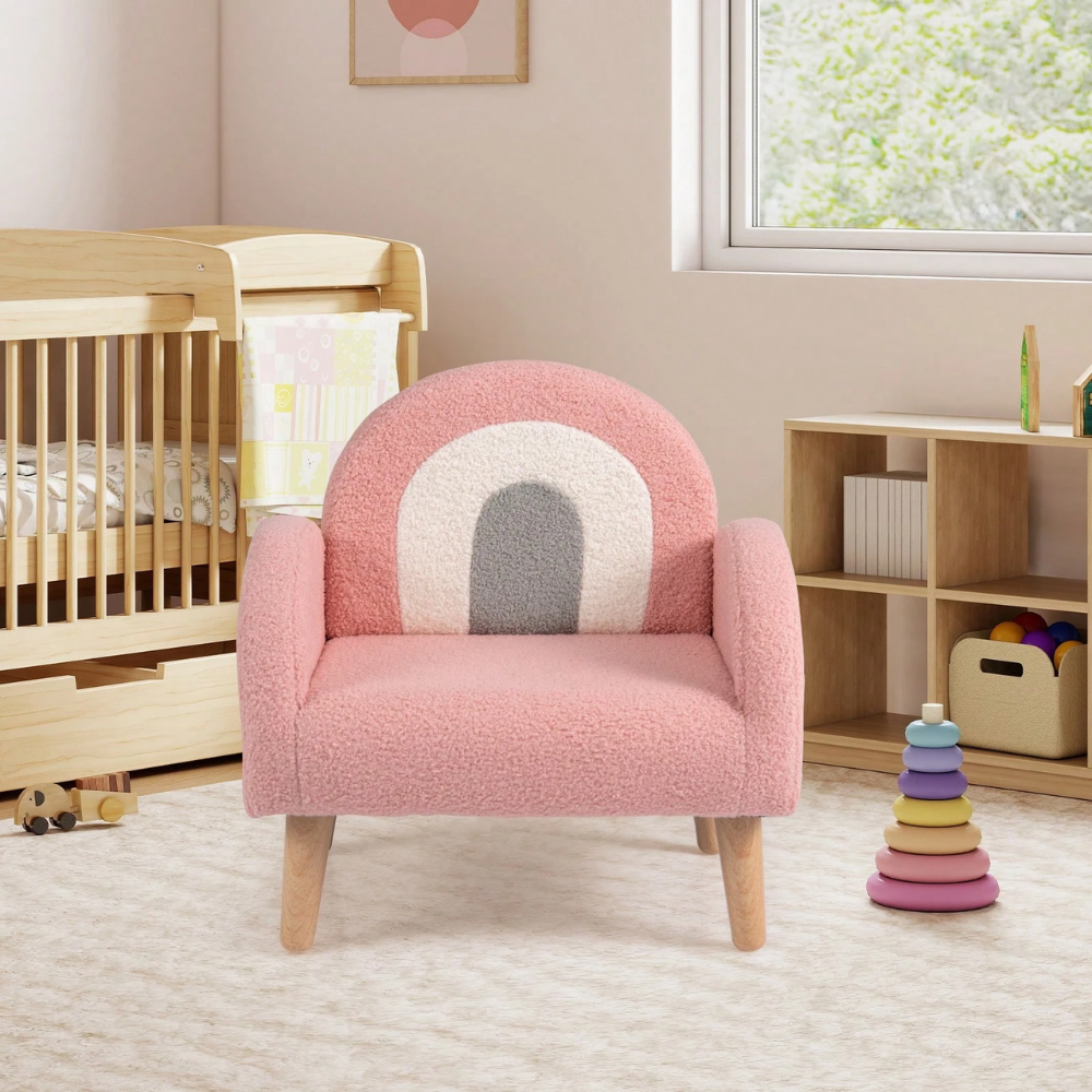 Plush Kids Couch With Comfy Backrest And Armrests Upholstered Floor Sofa