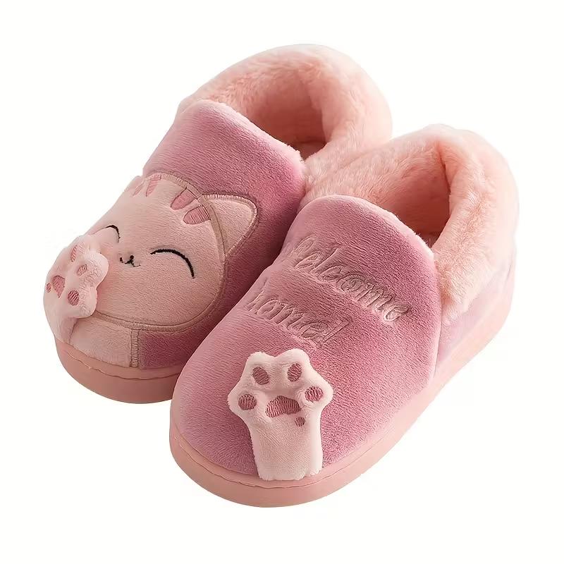 Kids Furry Cartoon Design House Shoes