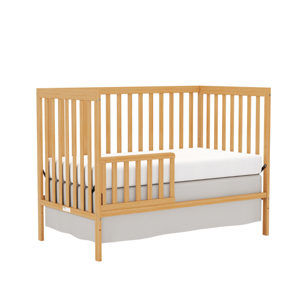 Babies 5 In 1 Convertible Crib Bed With Adjustable Mattress And Pinewood Frame