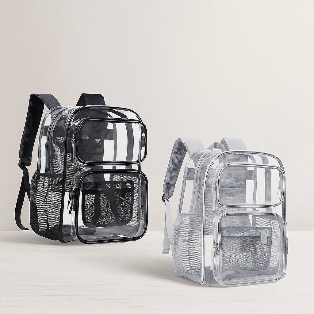 2 Pair Of Large Heavy Duty Clear Bookbag